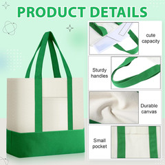 24 Pcs Mini Canvas Tote Bags Bulk with Pocket Small Sublimation Blank Canvas Tot