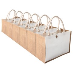 Jute tote bags with handles MEIANJUN Set of 6 Burlap Tote Bags Button Travel …