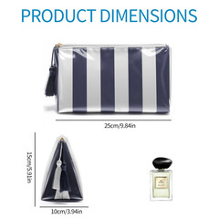 Fozira Makeup Bag for Purse, Small(9.84in*4.33in*5.91in), Blue+White Striped