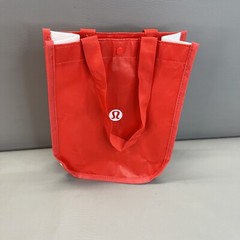 Lululemon Small Reusable Shopping Bag Red White Logo Button Closure