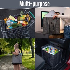4 Pack Reusable Grocery Bags with Hard Bottom | Heavy-Duty Shopping Cart Bags