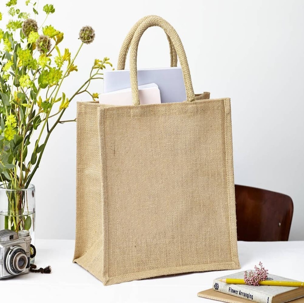 Earth-Friendly Elegance Customizable Cotton Padded Handle Jute Shopping Bag