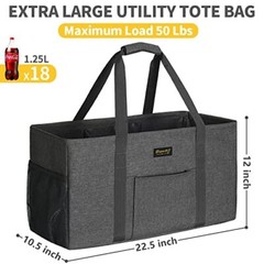 Stand Up Extra Large Utility Tote Bag With Metal Wire Frame & Hard Bottom Board
