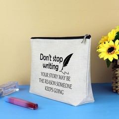 Creative Writing Gifts for Writer Makeup Bag Gift Women beige