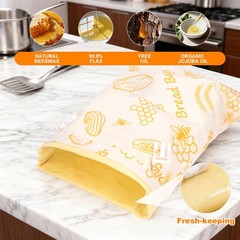 Bees Wax Bread Bags for Homemade Sourdough – 2 17in x 0.2in x 13in, yellow