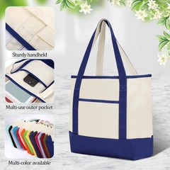 Sanwuta 16 Pack Polyester Canvas Tote Bags Bulk with Outer Pocket Extra Large…