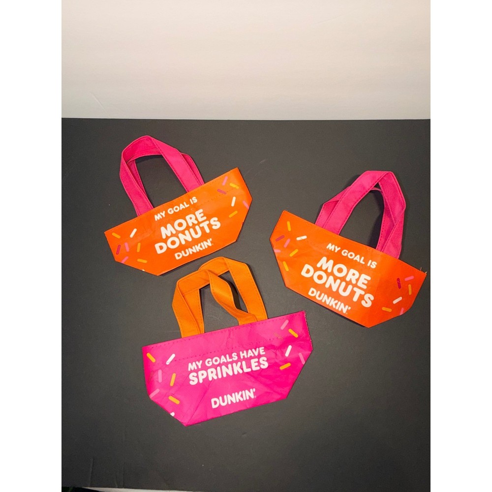 3 Dunkin Donuts Mini Reusable Mini Tote Bag My Goal Is More Donuts Sprinkles