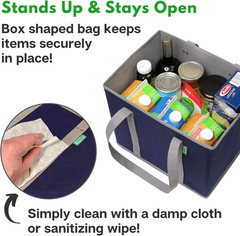 Reusable Grocery Bags (3 Pack) – Heavy Duty Reusable Shopping Bags with Box Shap