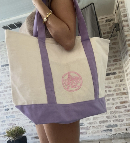 Trader Joe’s Easter Spring Pastel Canvas Reusable Tote Bag Limited Lavendar