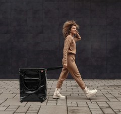 CleverMade Foldable Tote Bag on Wheels Soft Grip Black Capacity: 90L & 75 lbs.