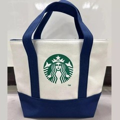 Starbucks Reusable Lunch Tote Bag Waterproof Nylon for Travel Blue