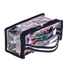 Jula Vance Small Rectangular Clear PVC Makeup 10 x 3.5 x inches, Black