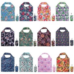 12 PCS Reusable Floral Grocery Bags Foldable Washable Shopping Tote Flower