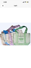 Trader Joe’s Lot of 4 Small Canvas Tote Bags Striped Multicolor 13x6x10