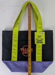 Trader Joe’s Trick Or Treat Canvas Tote Bag Halloween Black Green Purple