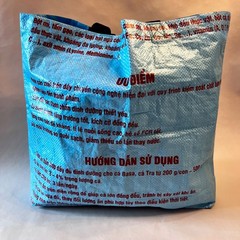 Blue Whale Tote Bag Recycled Feed Sack Vietnam Eco Market Beach Shopping Tote