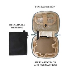 Makeup Bag Travel Cosmetic 7.5×5.5×4.4 Inch Brush Holder Gray