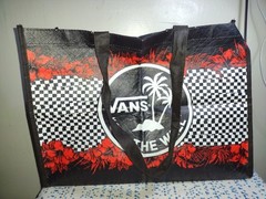 Vans Off The Wall Reusable Large Black Checked Red Floral Shopping Tote Bag