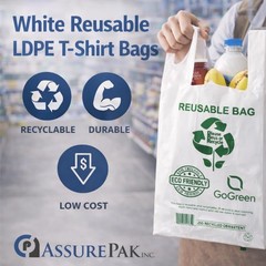 Reusable White PP Non-Woven Bags – 200 Pack Bulk – 12” x 7” x 22” – 45 GSM Du…