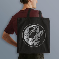 Tote Bag, Old Man of the Mountain NH Gray Circle, 100% Cotton, Large