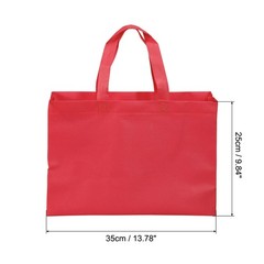25x35cm Reusable Gift Bag, 10Pcs Horizontal Style Non-Woven, Red
