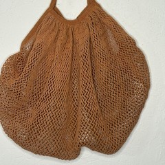 World Market Reusable Mesh Market Bag Orange 100% Cotton Made India Eco Friendly