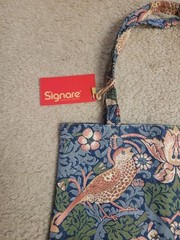 William Morris Strawberry Thief Pattern Blue Flat Bag/Tote Canvas Foldable