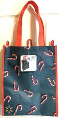 Two (2) Reusable Shopping/Gift Bags w/Candy Cane Designs 14.5” X 11.75” X 6.25”