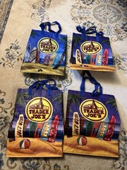 4 VTG Trader Joe’s Reusable Surfboards Beach Palm Trees Shopping Tote Bag