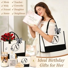 Gifts for , 10pcs Monogrammed Gifts for Initial Canvas Tote Bag, Makeup Bag, …