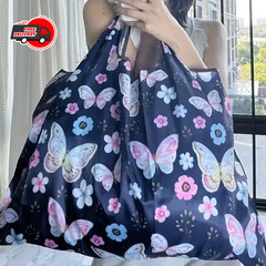 Reusable Folding Shopping Bag Butterfly Flower Print Eco Grocery Tote 2024 New