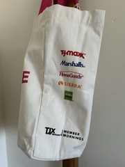 TJX Rewards Reusable Shopping Tote Bag White/Pink Text Pattern 15x15x6 in