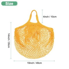 1-Pack Reusable Washable Mesh Net String Grocery Bags [Yellow,Short Handle]
