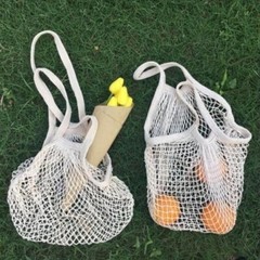 Mesh Shopping Bag Pack of 2 Natural Organic Cotton Biogradable & Eco-Friendly