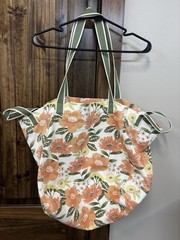 Thirty-One Floral Reusable Foldable Cotton Shopping Bag with Inner Pocket
