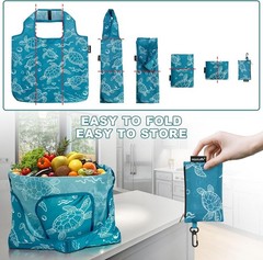 Durable Machine Washable Grocery Bags – Foldable, Heavy Duty, Colorful Turtle