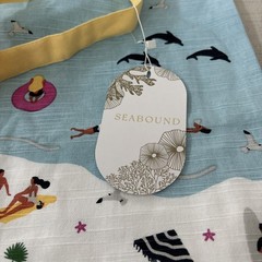 Reusable Lightweight Fabric Tote Bag Sunbathers Beach Ocean Seabound