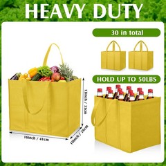 Hillban 30 Pack Reusable Grocery Bags Bulk Heavy Duty Large Shopping Bags Was…