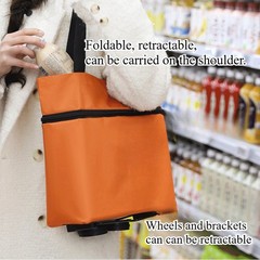 2 In1 Women Foldable Shopping Cart Bag Portable Shopping Trolley Bag With Wheels