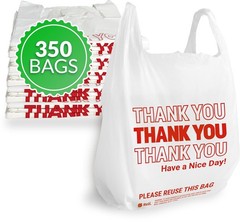 White Reusable Grocery Bags 350 Count Large Plastic 11×6 White Reusable