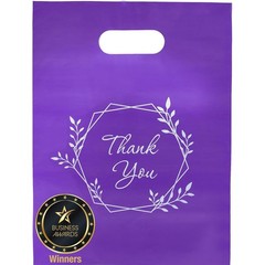 Purple Thank You Bags 100 Count 9″x12″ 1.5Mil Thick Die-cut Handles