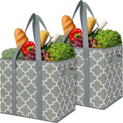 Reusable Grocery Bags 2-Pack Foldable Washable Storage Bins Basket Water Resi…