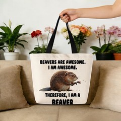 Awesome Beaver Tote Bag Reusable Grocery Bags Aesthetic Shopping Shoulder Han…