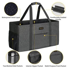 Stand Up Extra Large Utility Tote Bag With Metal Wire Frame & Hard Bottom Board