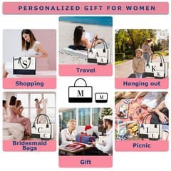 OATALY Personalized Canvas Tote w/ Zip Pockets – Gift for Mom, Teacher, Sister