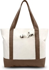 TOPDesign 1-Pack Canvas Tote Bag with an External Pocket, Reusable Grocery Sh…
