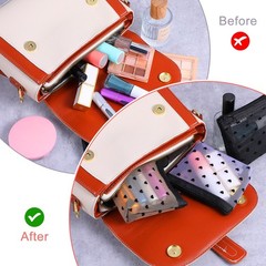 Aiyorse 3Pcs Mini Cosmetic Bags, Heart Print Zipper Beige, Black, White