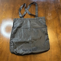 Black Nylon Reusable Tote Shopping Bag – Foldable Lightweight (Approx. 16×14 in)