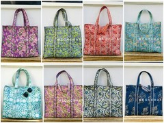 Floral Animal Print Cotton Quilted Multipurpose Tote Bag Market Bag – 10 Pcs Lot
