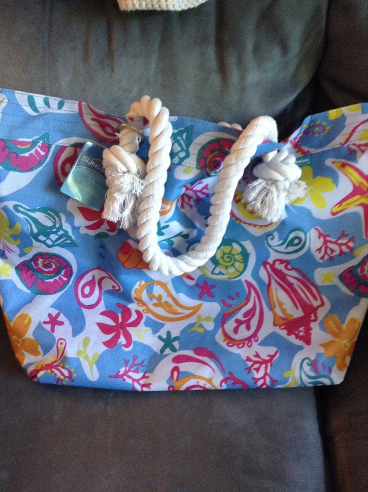 CVS SUN & SKY BLUE ROPE HANDLE REUSABLE TOTE BAG 20″ x 14.5″ – NEW WITH TAGS